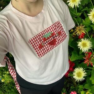 Pink Gingham Strawberry Top Kawaii Anime Style